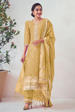 Load image into Gallery viewer, Light Yellow South Cotton Top Dyed Jacquard Print Salwar Suit