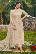 Load image into Gallery viewer, Beige Color Pure Cotton Long Straight Cut Dress