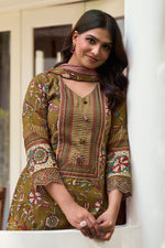 Load image into Gallery viewer, Brown Premium Corduroy Digital Print Casual Salwar Suit