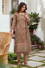 Load image into Gallery viewer, Brown Digital Print Pure Premium Corduroy Casual Salwar Suit