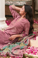 Load image into Gallery viewer, Pink Color Pure Premium Corduroy Digital Print Straight Cut Suit