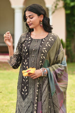 Load image into Gallery viewer, Black Pure Premium Corduroy Digital Print Straight Cut Dress