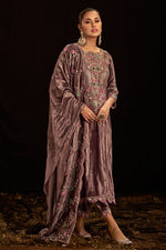 Load image into Gallery viewer, Brown Viscose Velvet Festive Wear Salwar Kameez