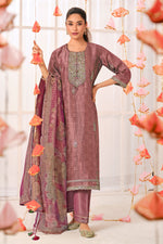 Load image into Gallery viewer, Pure Shimmer Jacquard Silk Digital Print Straight Cut Salwar Kameez