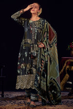 Load image into Gallery viewer, Black Color Designer Digital Printed Muslin Jacquard silk Salwar Suit