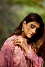 Load image into Gallery viewer, Pink Muslin Zari Handwork Gown