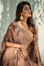 Load image into Gallery viewer, Brown Muslin Zari Heavy Border Skirt 3Pc Set