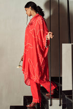 Load image into Gallery viewer, Red Muslin Kaftan Style Co-Ord Set