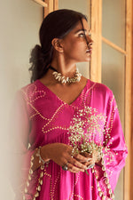 Load image into Gallery viewer, Purple Muslin Fabric Peplum Top With Plain Pant