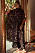 Load image into Gallery viewer, Black Russian Plain Top With Palazzo Pant