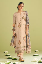 Load image into Gallery viewer, Beige Color Pure Tissue Jacquard With Fancy Embroidery Designer Long Dress
