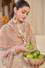 Load image into Gallery viewer, Beige Color Pure South Cotton Khadi Block Print With Handwork Designer Suit