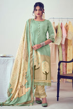 Load image into Gallery viewer, Attractive Sea Green Pure Muslin Shimmer Digital Print Casual Dress