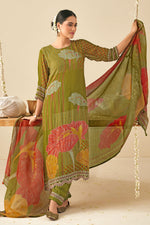 Load image into Gallery viewer, Green Pure Bemberg Georgette Digital Print Casual Dress