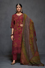Load image into Gallery viewer, Pure Natural Crepe Digital Print Salwar Kameez In Maroon Color
