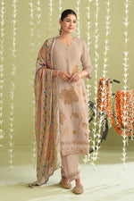 Load image into Gallery viewer, Beige Color Pure Tissue Jacquard With Fancy Jari Embroidery Salwar Suit