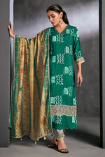Load image into Gallery viewer, Rich Pure Muga Silk Green Batik Printed Salwar Suit