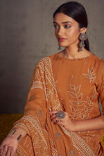 Load image into Gallery viewer, Brown Color Pure Organza Khadi Print Daily Wear Long Salwar Suit With Hand Work