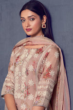 Load image into Gallery viewer, Chikoo Color Pure Organza Heavy Lakhnavi Embroidered Long Straight Cut Suit