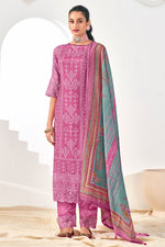 Load image into Gallery viewer, Pink Color Digital Print Pure Moga Silk Long Straight Cut Salwar Suit