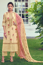 Load image into Gallery viewer, Beige Pure Cotton Serene Splendor Designer Salwar Suit