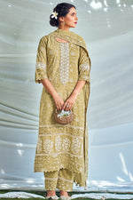 Load image into Gallery viewer, Beige Color Pure Cotton Khadi Block Print Long Straight Cut Salwar Suit