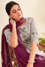 Load image into Gallery viewer, Beige Pure South Cotton Lining Long Straight Cut Dress With Fancy Embroidery Work