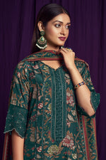 Load image into Gallery viewer, Pure Bemberg Silk Digital Print Function Wear Green Color Salwar Kameez