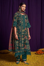 Load image into Gallery viewer, Pure Bemberg Silk Digital Print Function Wear Green Color Salwar Kameez