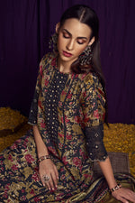 Load image into Gallery viewer, Black Color Pure Bemberg Silk Digital Print Function Wear Fancy Salwar Suit
