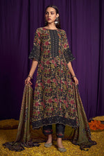 Load image into Gallery viewer, Black Color Pure Bemberg Silk Digital Print Function Wear Fancy Salwar Suit