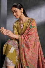 Load image into Gallery viewer, Evershine Pure Muga Silk Mustard Batik Printed Salwar Suit