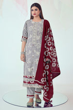 Load image into Gallery viewer, Grey Color Cotton Fabric Glamorous Printed Salwar Suit
