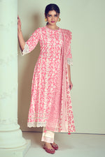 Load image into Gallery viewer, Pink Pure Cotton Block Print With Embroidery Work Designer Suit
