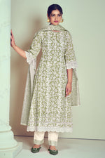 Load image into Gallery viewer, Sea Green Pure Cotton Block Print With Embroidery Work Designer Dress
