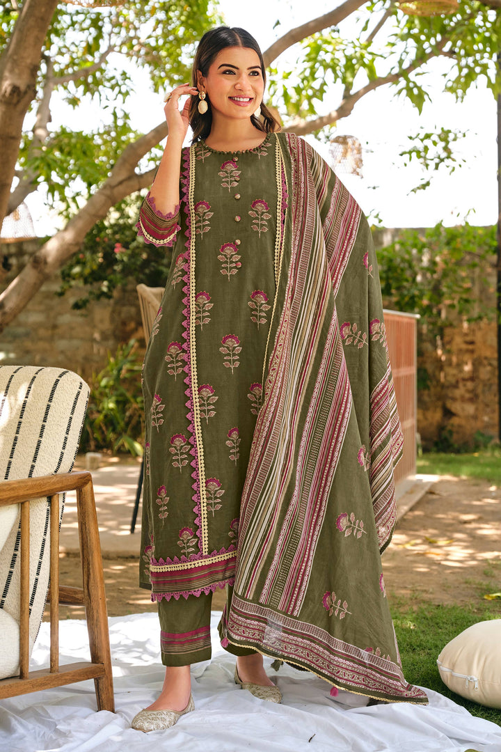 Elegant Cotton Jacquard Butti Ethnic Salwar Suit