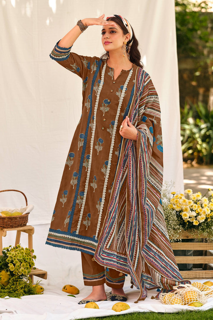 Designer Cotton Jacquard Daily Wear Salwar Suit