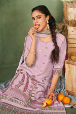 Load image into Gallery viewer, Pure Muslin Jacquard Embroidered Long Designer Straight Cut Salwar Kameez
