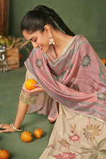 Load image into Gallery viewer, Pure Muslin Jacquard Embroidered Long Designer Straight Cut Salwar Kameez In Beige Color
