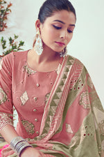 Load image into Gallery viewer, Pink Pure Cotton Fancy Borer Embroidery With Digital Print Designer Suit
