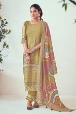 Load image into Gallery viewer, Pure Cotton Fancy Borer Embroidery With Digital Print Designer Salwar Suit In Brown Color
