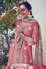 Load image into Gallery viewer, Pure Cotton Fancy Borer Embroidery With Digital Print Designer Suit In Pink Color
