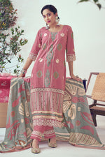 Load image into Gallery viewer, Pure Cotton Fancy Borer Embroidery With Digital Print Designer Suit In Pink Color
