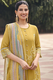 Premium Mal Mal Chanderi Jacquard Straight Cut Salwar Kameez