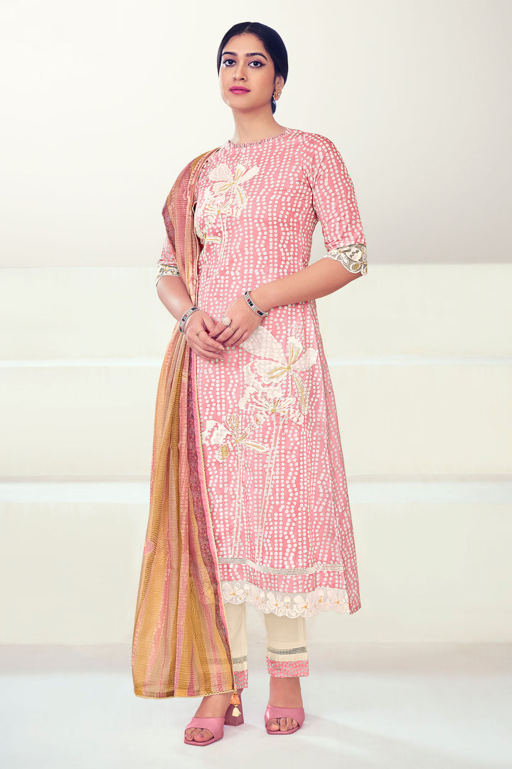 Pink Pure Cotton Block Print Casual Long Salwar Kameez