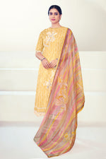 Load image into Gallery viewer, Yellow Pure Cotton Block Print Casual Long Dress
