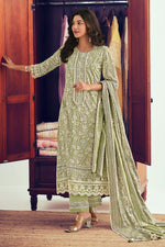 Load image into Gallery viewer, Pure Cotton Block Print And Embroidery Work Designer Salwar Suit In Green Color
