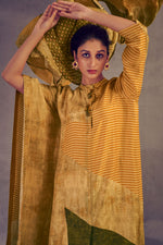 Load image into Gallery viewer, Mustard Pure Bemberg Silk Digital Print Kaftan Style Designer Suit