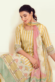 Pure Linen Digital Print Straight Cut Salwar Kameez