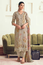 Load image into Gallery viewer, Pure Cotton Digital Print Long Straight Cut In Salwar Kameez In Beige Color
